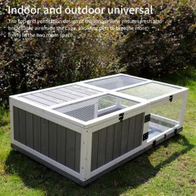 Wooden Turtle House Indoor And Outdoor Cages With Rest Area And Water Game Area (Option: Grey)