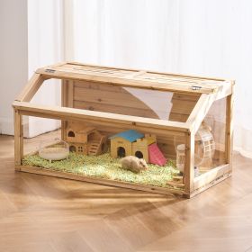 Wooden Hamster Cage Habitat 48 In Clear Mice Rodents Small Animals Cage (Option: Natural)