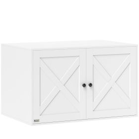 Cat Litter Box Enclosure With Barn Door, Cat Hole, 31.5 X 21 X 20, White (Option: White)